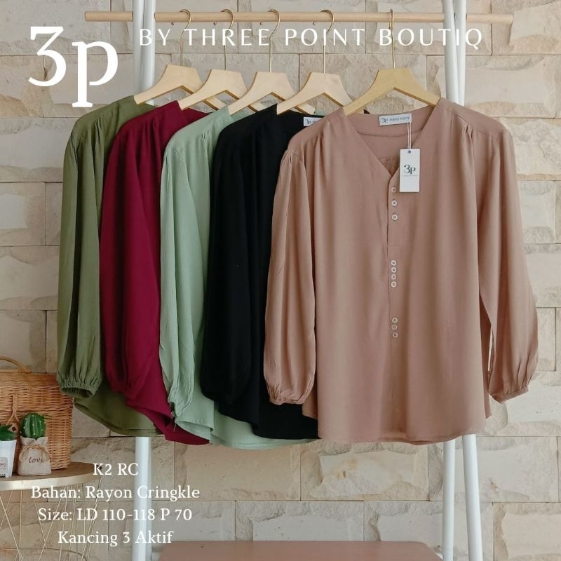 KEMEJA K2 RAYON CRINGKLE |kemeja wanita |kemeja tebaru |kemeja three point