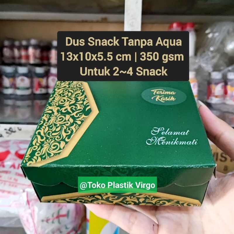 

Box / Kardus / Dus Snack Kue Makanan - 13x10x5.5 cm - Batik Hijau Emas