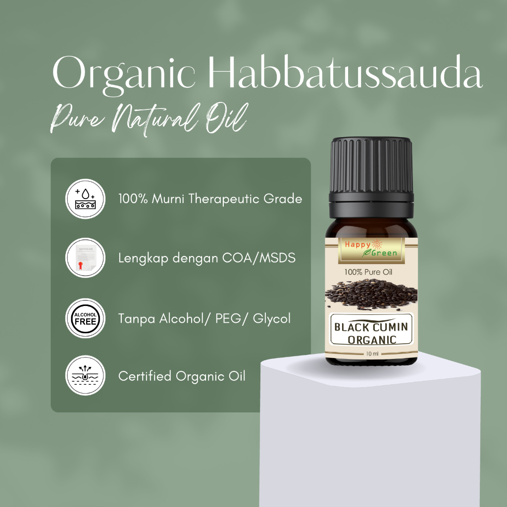 Happy Green ORGANIC Black Cumin Habbatussauda Oil - Minyak Jintan Hitam Organik