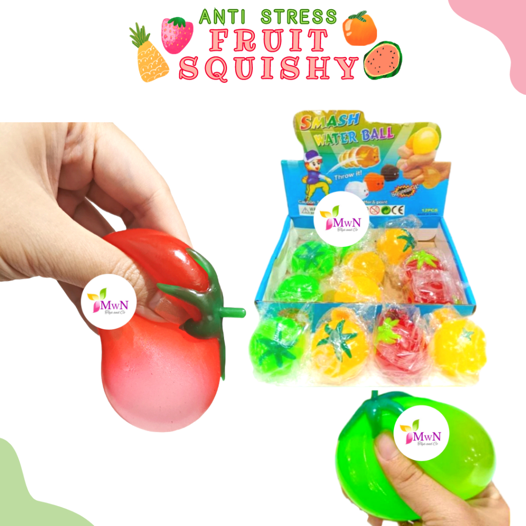 mwn Mainan Fruit Squishy Splash Ball / Bola Pencetan Anti Stress buaH