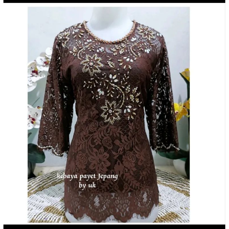 Atasan kebaya  brokat semi prancis Payet jepang premium