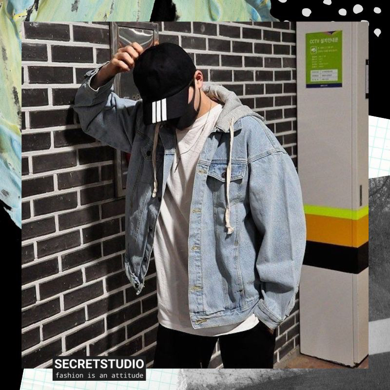JACKET DENIM HOODIE KOREAN STYLE