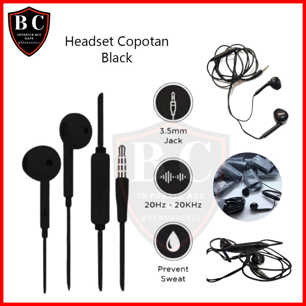 HEADSET COPOTAN BLACK ONLY JACK 3.5 SUPERBASS