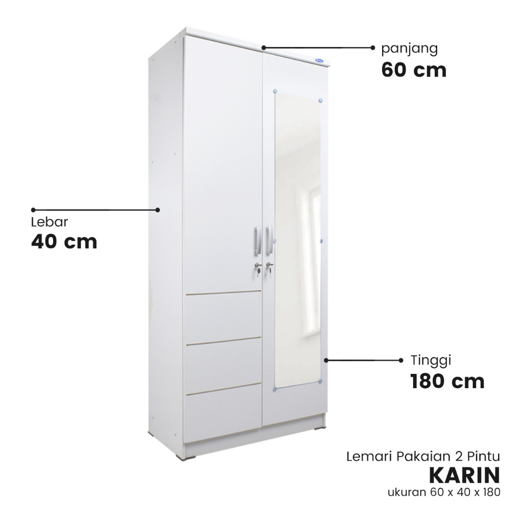 Lemari Putih 2 Pintu Full Kaca Termurah Kargo