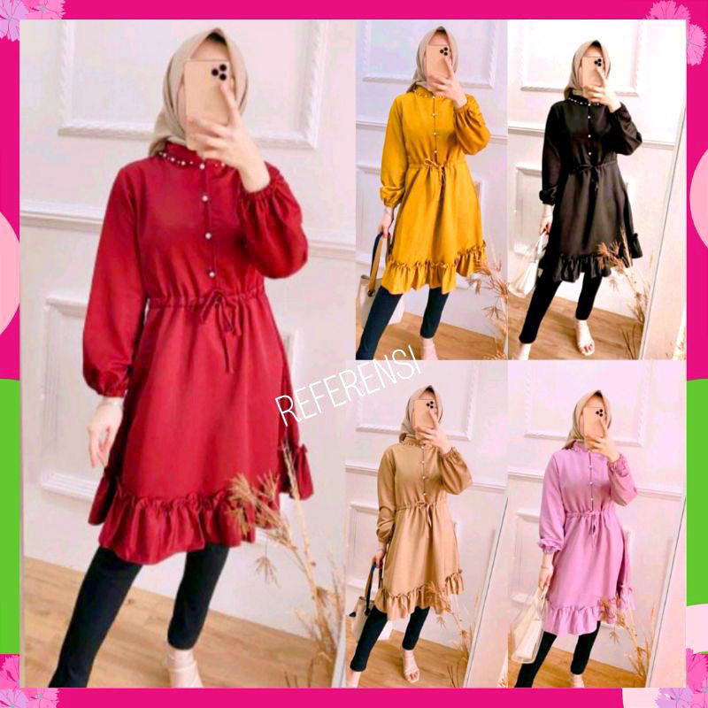 Tunik Crinkle Busui Jumbo Polos Muslim Long Tunik Crinkle Terbaru Busui Termurah