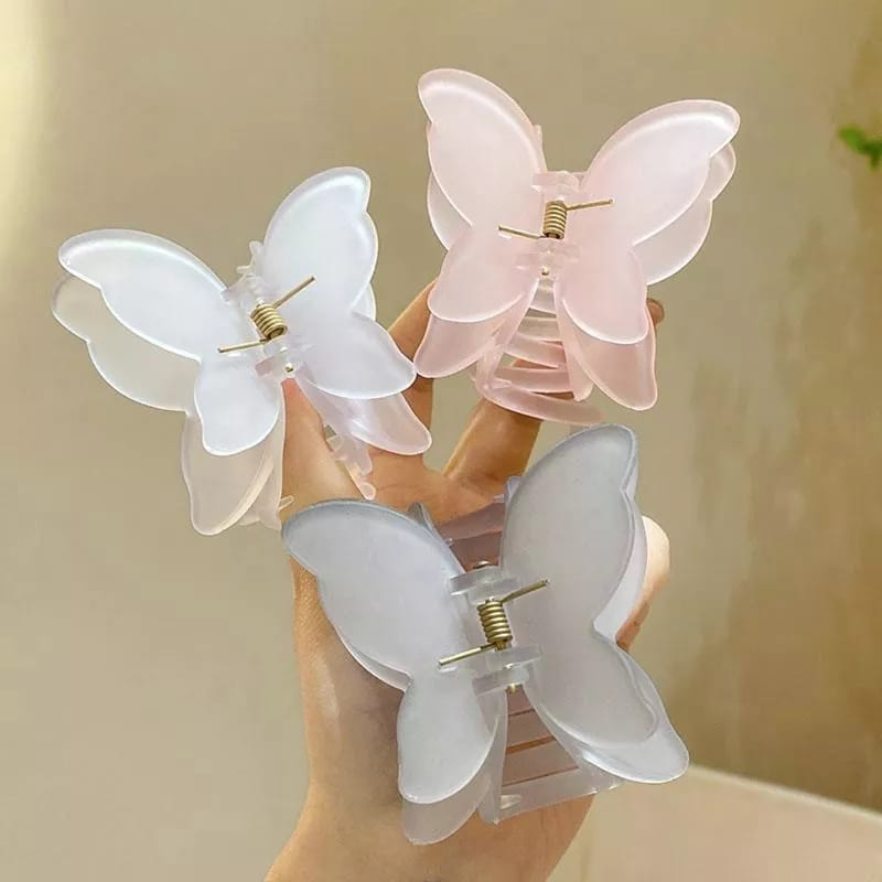 ~ PIYOSHI08 ~ Jedai Butterfly Warna Pastel Soft Jepit Rambut Kupu Kupu Dobel Sayap AF253