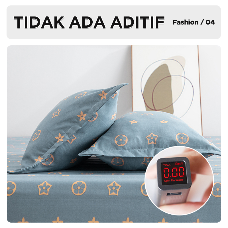 SPREI AESTHETIC uk 160cm x 200 MOTIF KOTAK KHAKI - WHI