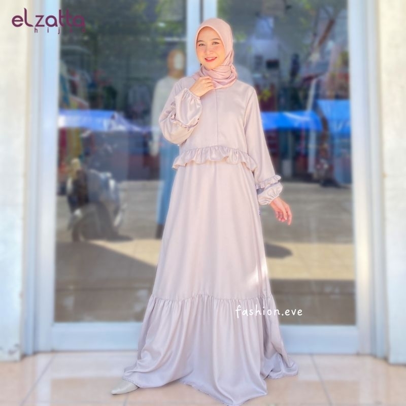 GAMIS YARA ADINA ELZATTA DRESS POLOS ELZATTA GAMIS CREAM GAMIS BAHAN KATUN POLOS BUSUI FRENDLY ELZAT