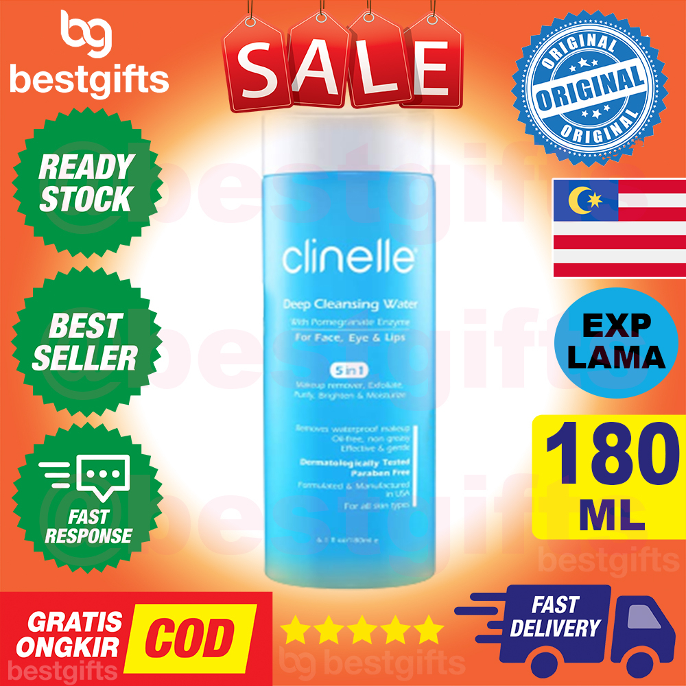 CLINELLE DEEP CLEANSING WATER 5 IN 1 PEMBERSIH WAJAH EFEKTIF MENGGANGKAT KOTORAN 180 ML