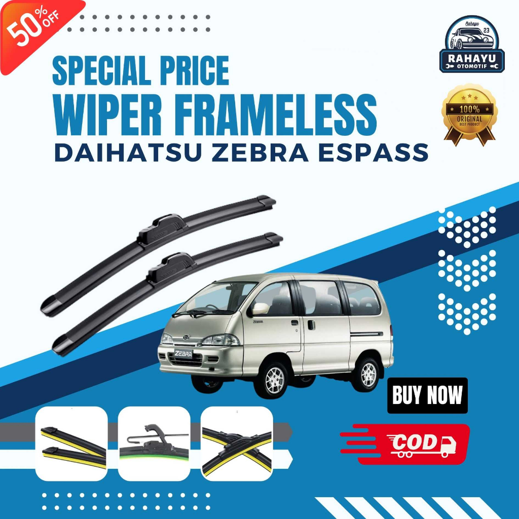 ( BERGARANSI ) Wiper Mobil Frameless Daihatsu Zebra Espass Sepasang Isi 2 Pcs Kanan Kiri | Wiper Kac