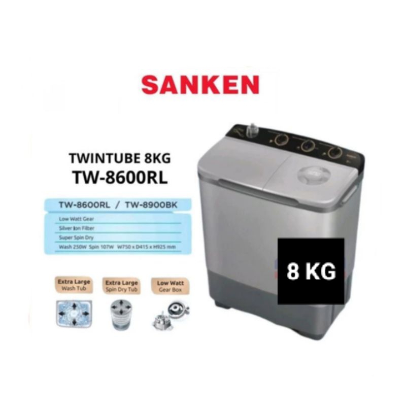Mesin Cuci SANKEN TW-8600RL [ 8 KG ] 2 Tabung