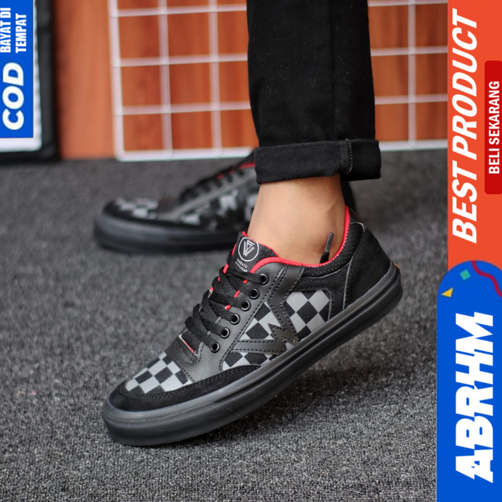 ABRHM Sepatu Sneakers Ukuran Besar 38-47 Hitam Sekolah Pria