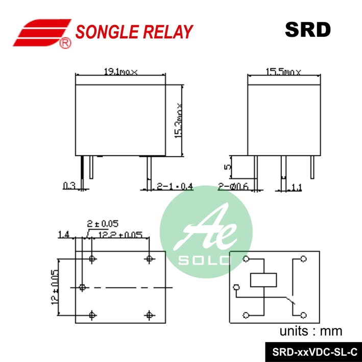 Relay Songle 5P 10A 5V 12V 24V SRD-05VDC-SL-C SRD-12VDC-SL-C SRD-24VDC