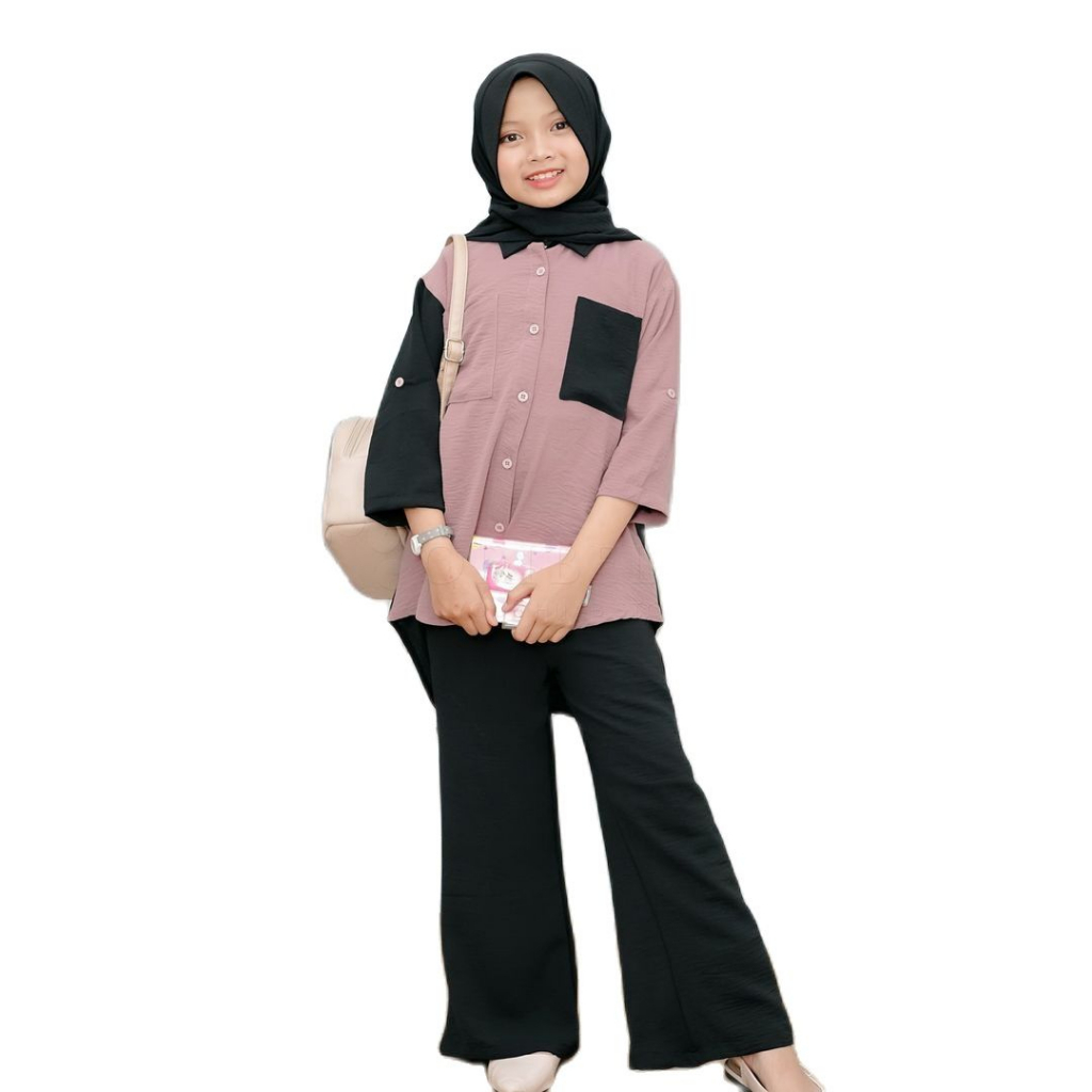 Baju stelan anak Fashion MUSLIM FREE HIJAB Usia 8-12 Tahun Baju anak perempuan Stelan anak perempuan terbaru