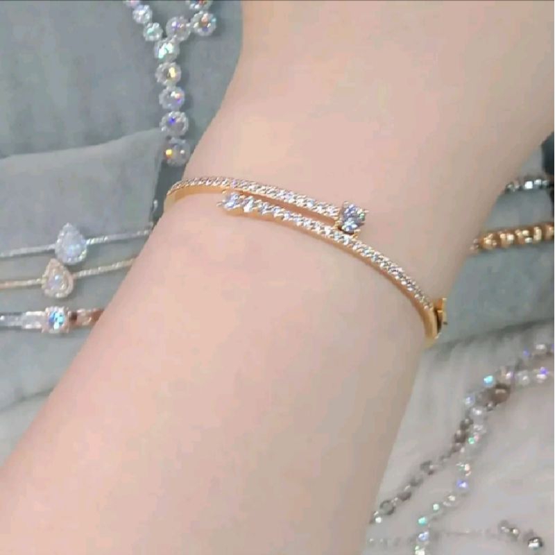 gelang titanium asli berlapis emas k-gold