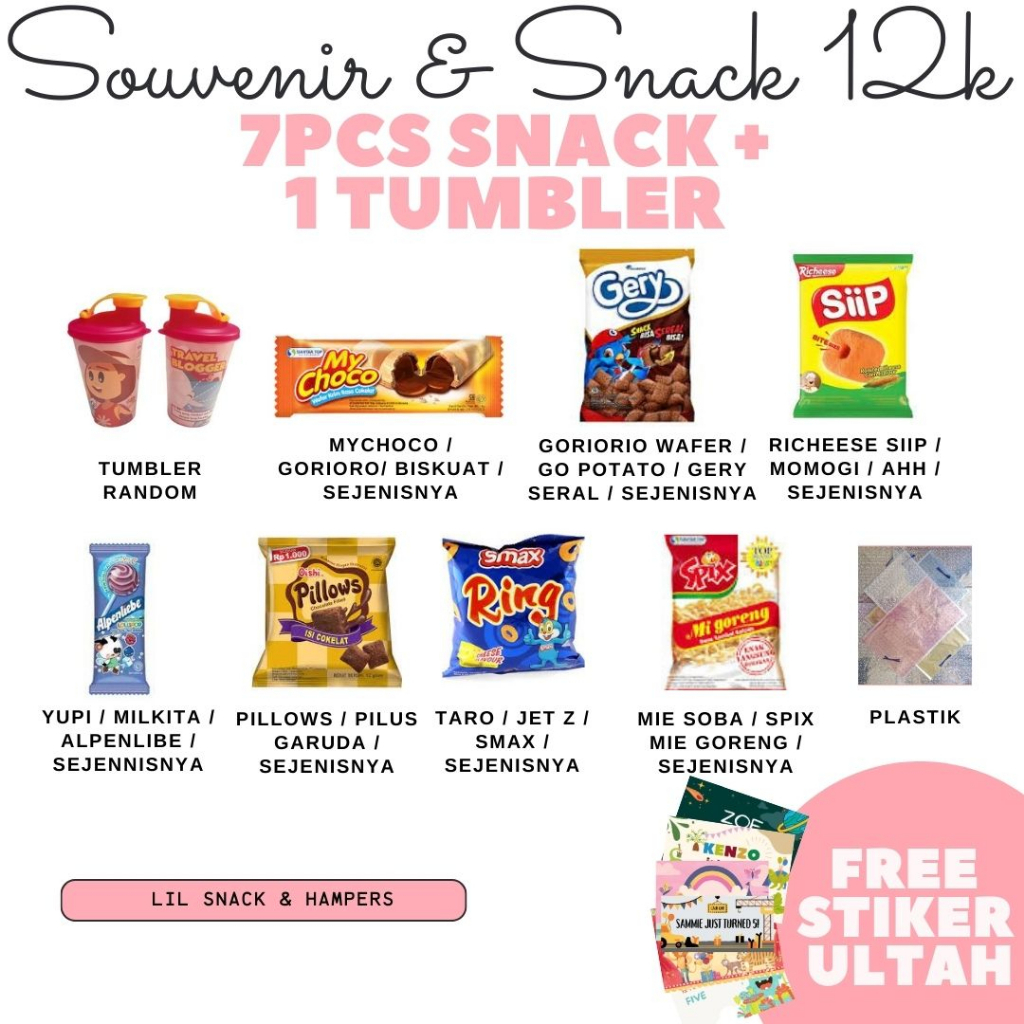 

LILSNACK - Set Hampers Souvenir Snack Ulang Tahun Ultah Anak Murah - Paket Snack Tumbler 12 Ribu