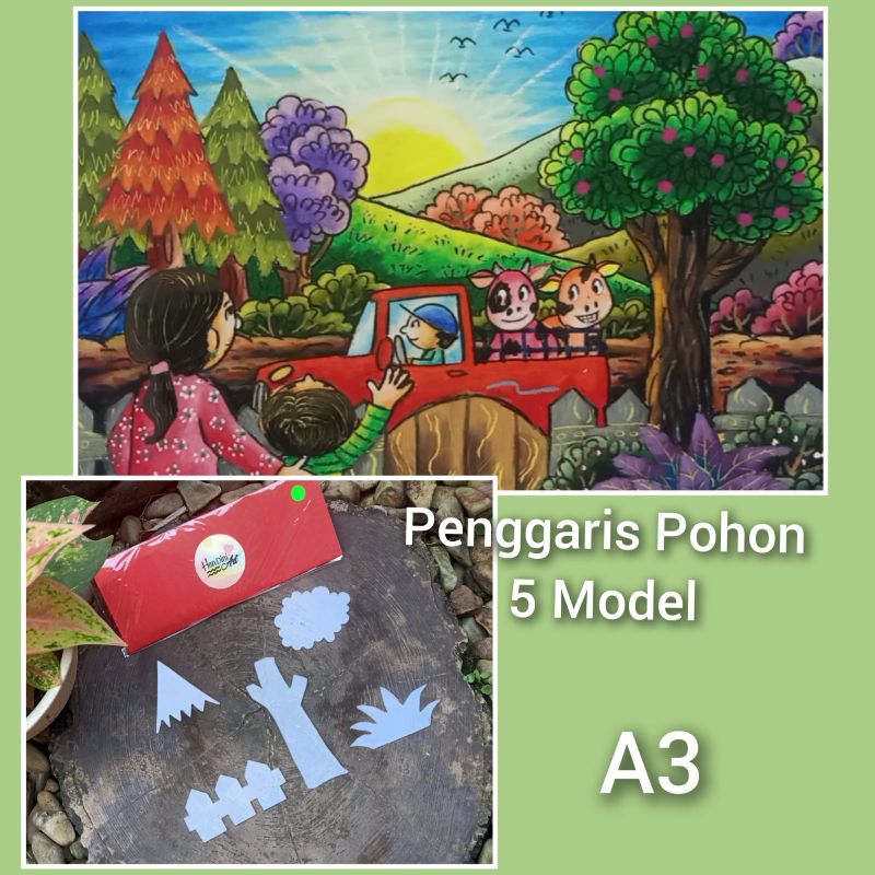 

Penggaris Pohon set 5 Model Cetakan Pohon Peralatan Menggambar Handini Art