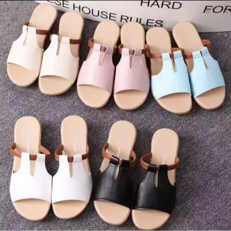 Sandal Flat Kokop Wanita Teplek Roselina