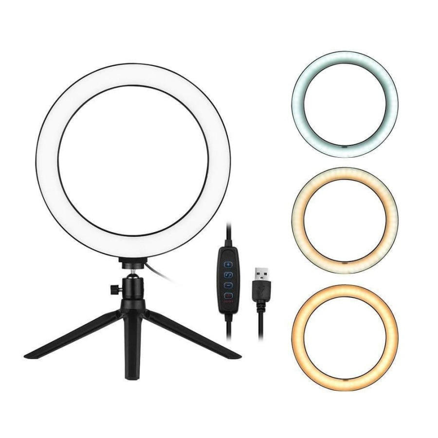 Lampu Ring Light Led 26cm 26 Cm Ringlight Selfie 3 Mode Live Streaming