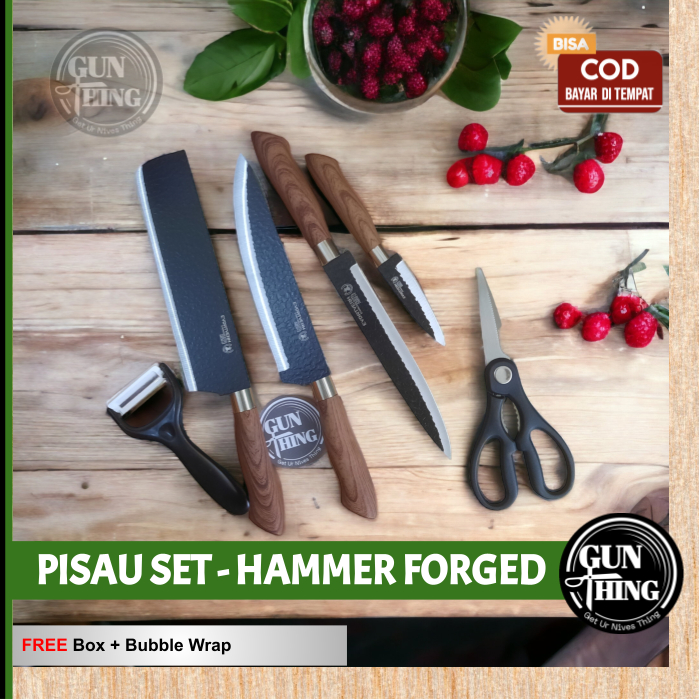 Pisau Dapur Set 6 in 1 - Hammer Forged - GunThing