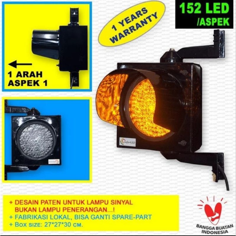 Lampu Warning Light / Lalu Lintas / Traffic Light LED 1 Aspek 20 CM AC 220 Volt / Solar Cell