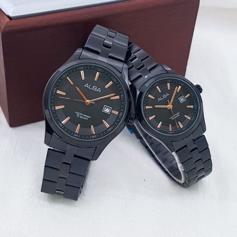 Jam Tangan Cauple Alba Tangal Aktif Strap Rantai Stainless Tahan Air