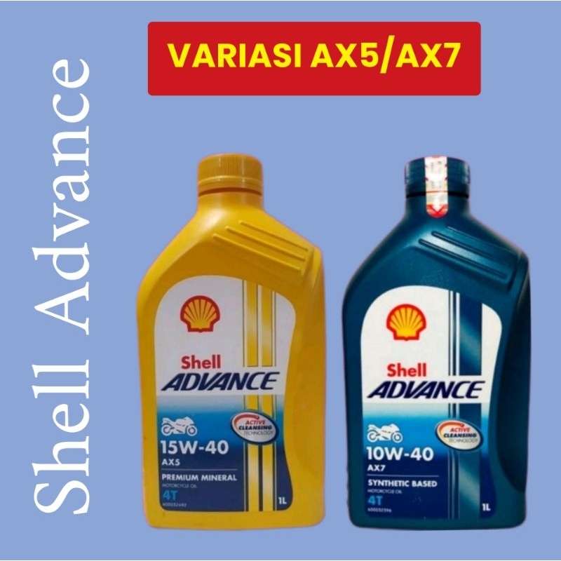 OLI SHELL ADVANCE 4 TAK 1 LITER VARIASI  (AX7 4T 10W-40 1L) (AX5 4T 15W-40 1L) UNTUK SEMUA MOTOR 4TAK ,PRODUK DI JAMIN ASLI