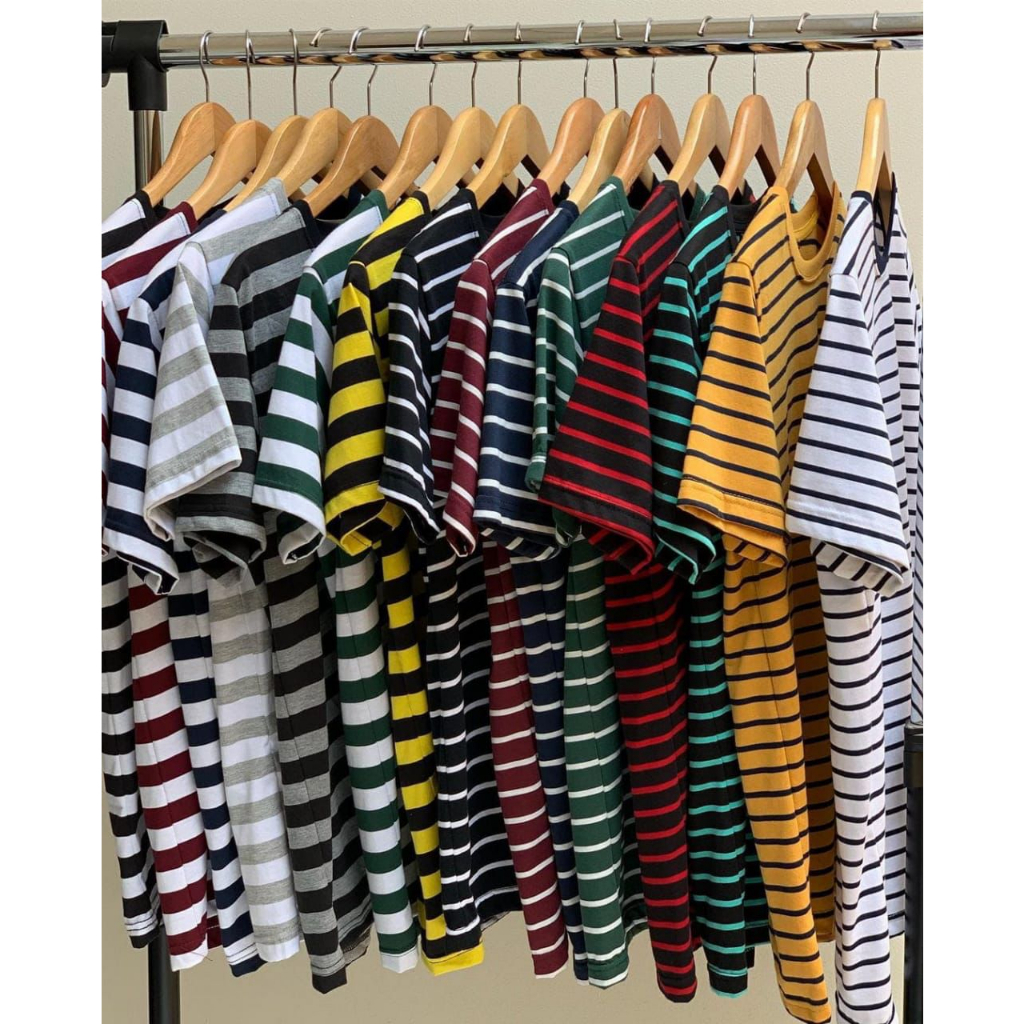 Kaos STRIPE Salur Pria Wanita Premium Katun Cvc 30'sTebal HARGA MURAH Size M L XL