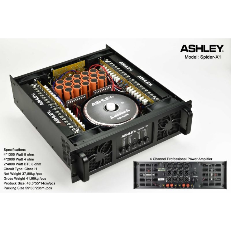 Power Amplifier 4 channel Ashley Spider X1 / X 1 original power 4 channel