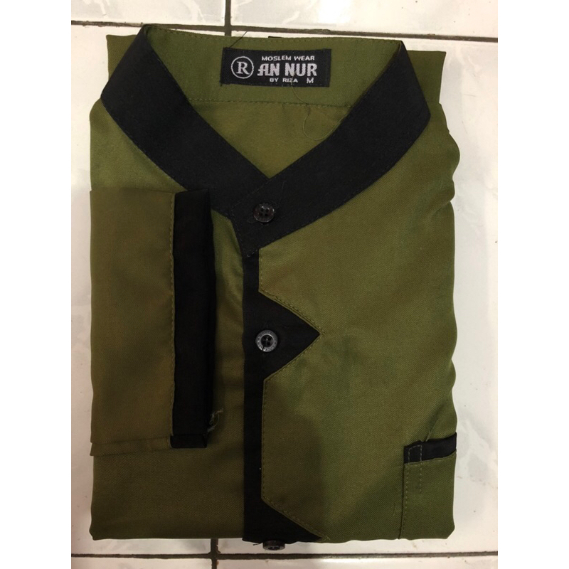 baju koko zikzak / busana muslim laki laki / koko lengan panjang / ecer / grosir