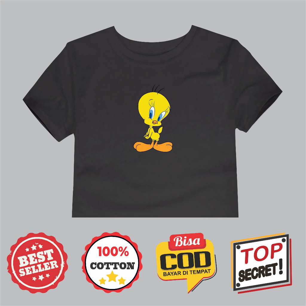 Kaos Crop top wanita tweety Allsize