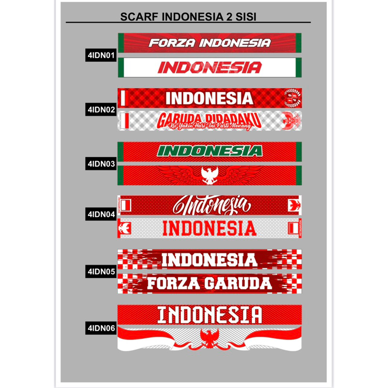 Syal Timnas Indonesia - 1 Syal 2 Design - Syal 1 Sisi