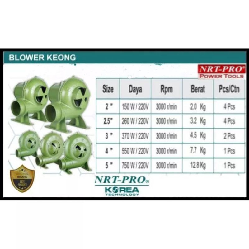 blower keong 2,5&quot; NRT-PRO