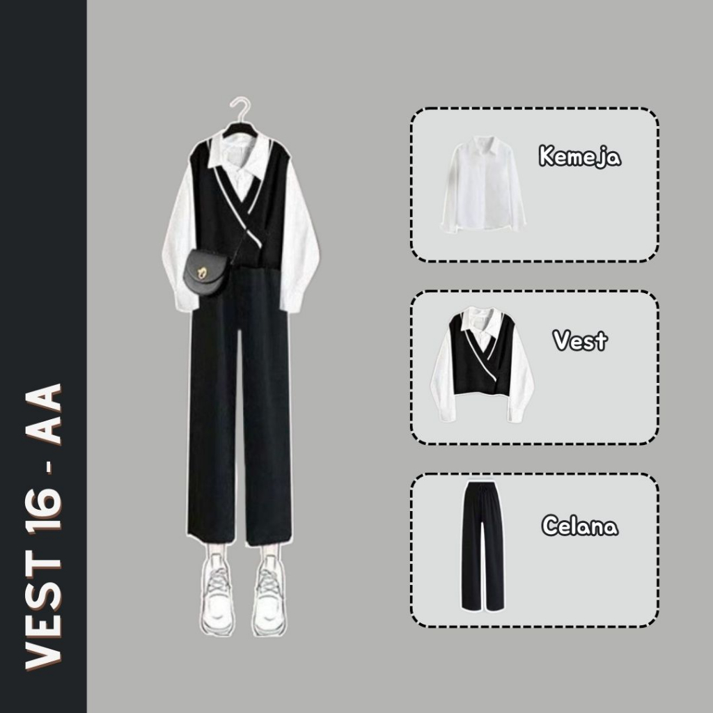 One set outfit korea/ korean style/ ulzzang style/ outfit wanita (set 16)