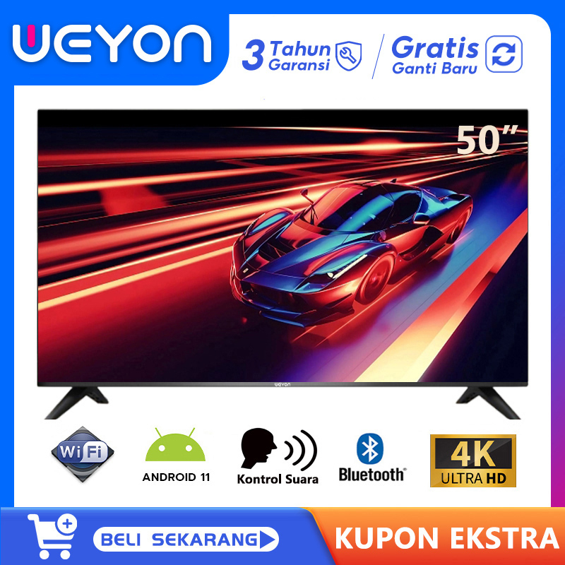 Weyon Smart TV 50 inch Televisi Led Andriod 11.0 4K UHD Dolby Audio- Youtube/Netflix-Voice Control