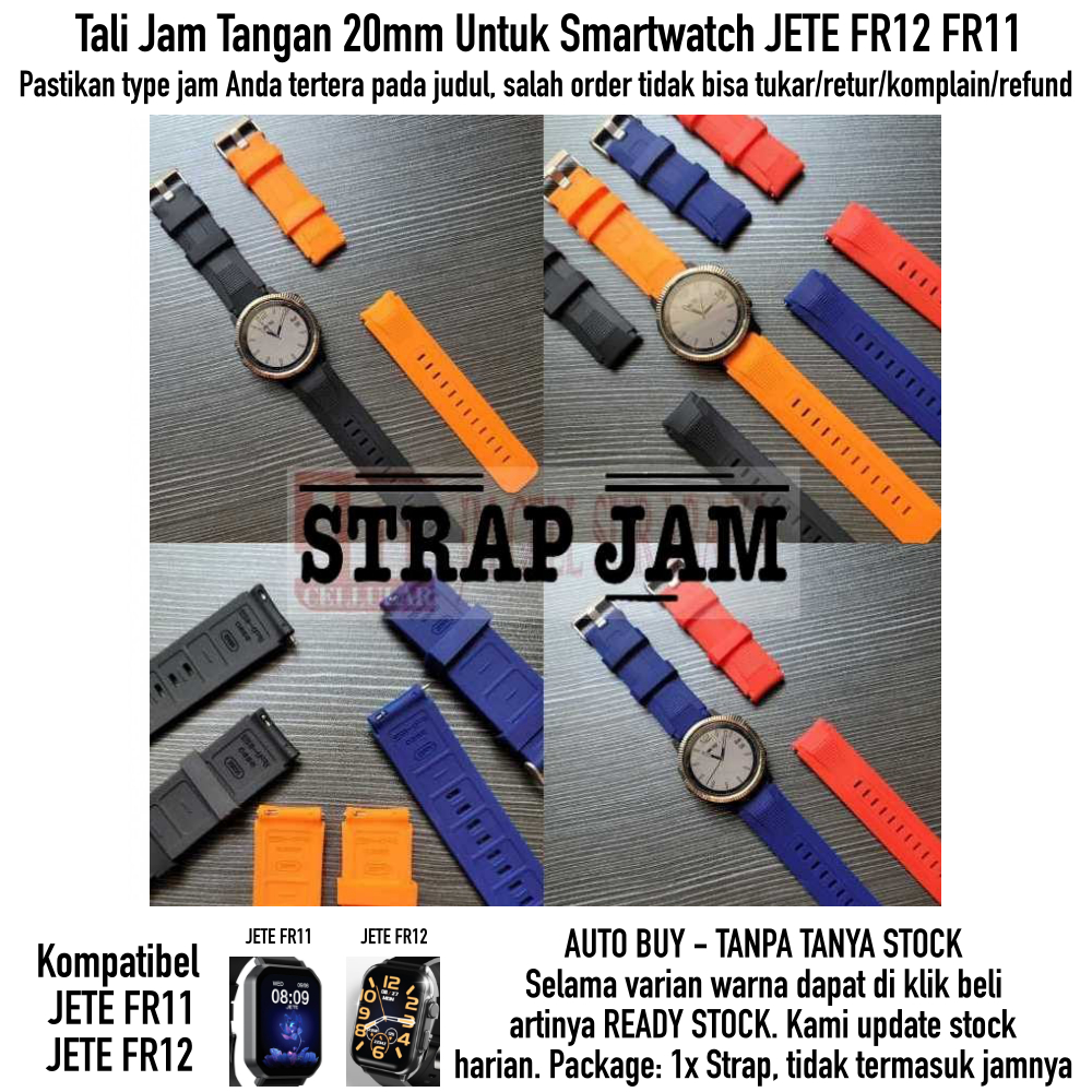 Tali Jam Smartwatch Jete FR12 FR11 - Strap 20mm Rubber Silikon Sikai Wide Original