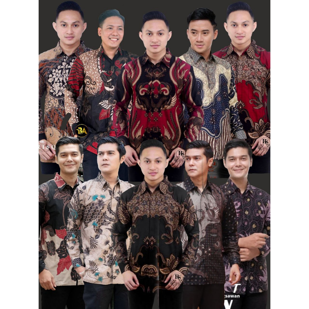 BSWART Batik HRB026 kenongo kemeja panjang anjani biru Pekalongan M L XL Batik Pria MURAH Modern Grosir