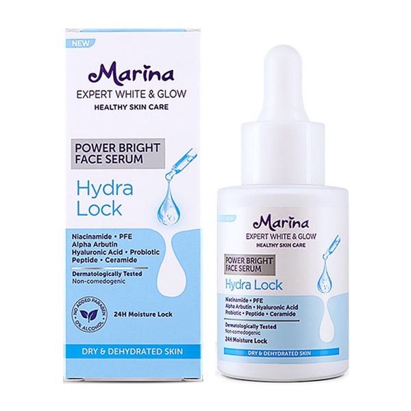 [0% ALCOHOL | 0% PARABEN | 25ML | SERUM | BPOM] Marina Expert White &amp; Glow Power Bright Face Serum 25 ml – Acne Clear+ | Hydra Lock |