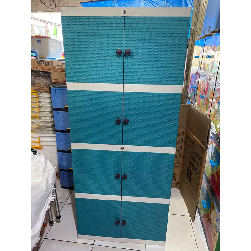 READY STOCK ✅ TWIN PAN H4D Lemari Plastik Rattan 4 Tingkat Full Kunci was