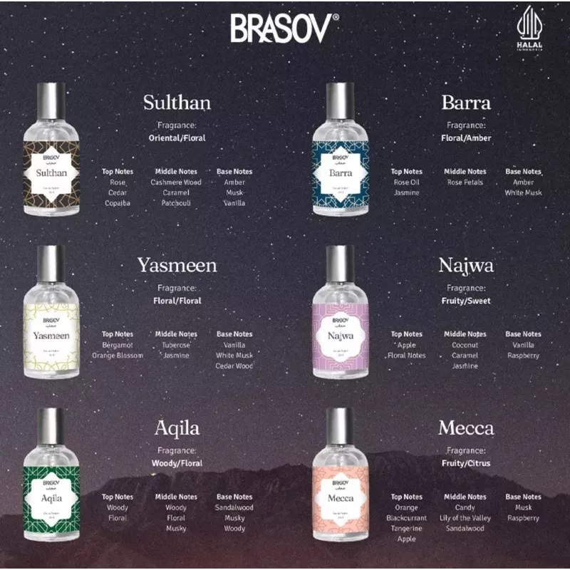 BRASOV Hijab Parfum Wanita 35 ML | Eau De Parfum Fragrance | Parfum Spray | Halal | BPOM