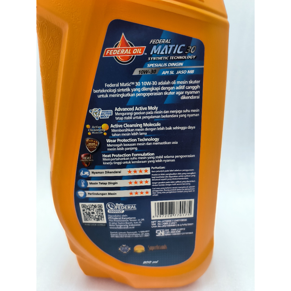 Oli mesin federal ultratec matic 800 ml