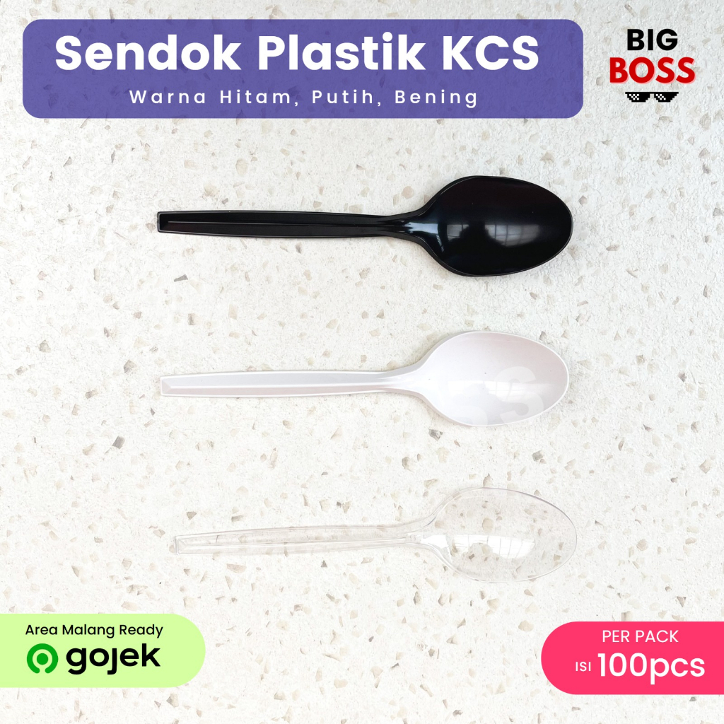 Sendok Garpu Makan KCS Hitam Bening Putih / Sendok Plastik Food Grade / Sendok Catering Tebal