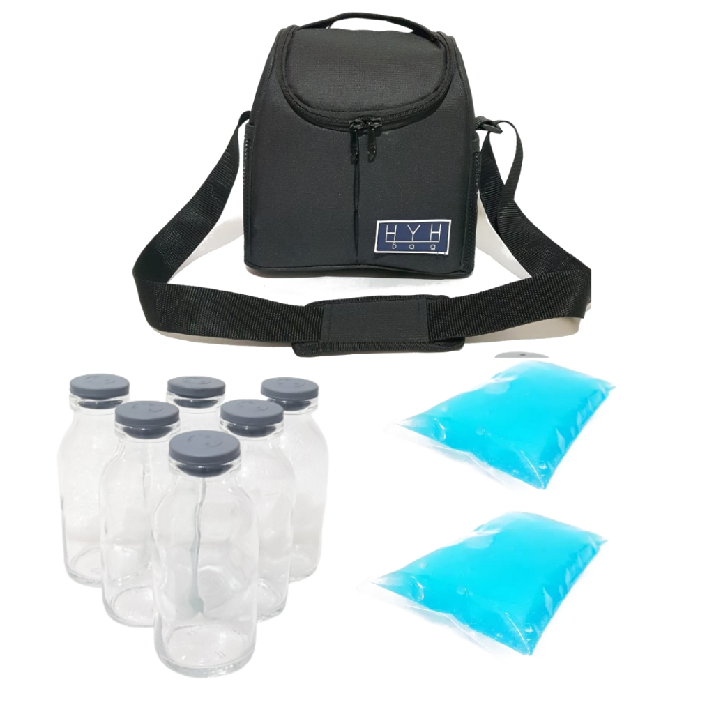 (TAS+6 BOTOL ASI+1 BLUE GEL )  HYH COOLER BAG / TAS ASI HYH / TAS PENDINGIN ASI