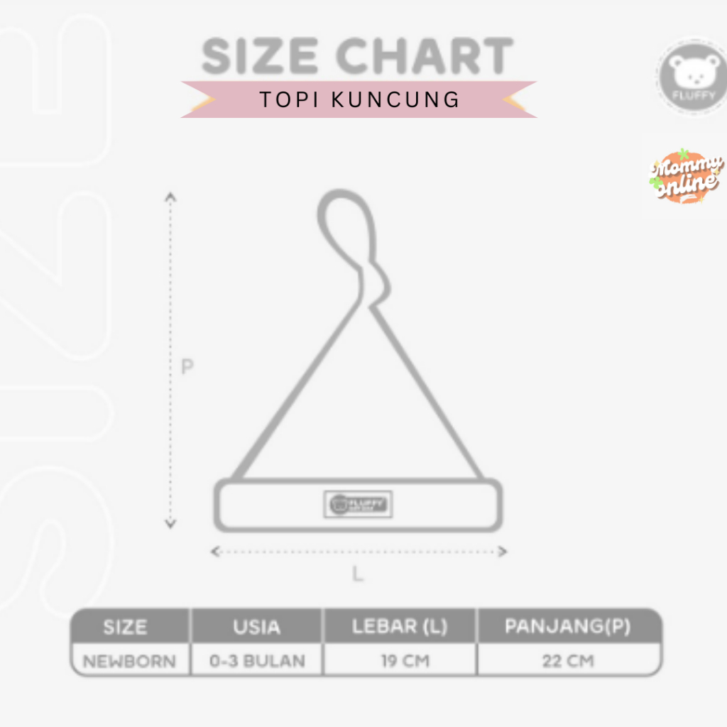 [MOMMYONLINE] Fluffy Topi Bayi Kuncung Newborn 0 - 3 bulan Warna Khaki / Abu-abu / Pink