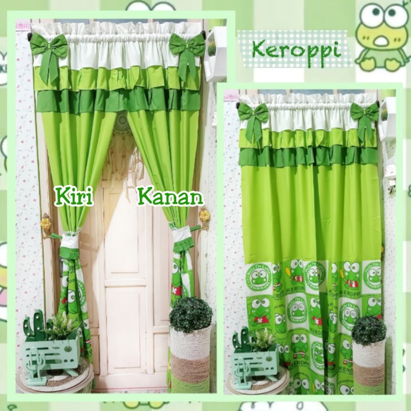 READY Gorden Keroppi (KANAN+KIRI) / SEPASANG Gorden Kero Keropi Hijau Kartun Karakter Lucu / Gorden 