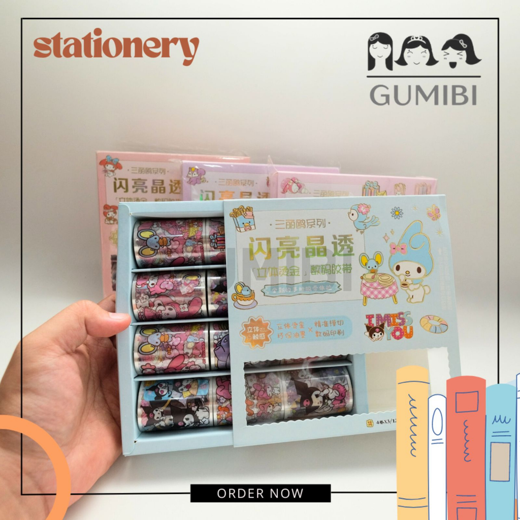 

WASHITAPE ROLL SANRIO 1 BOX 12 ROLL WASHITAPE TRANSPARAN SANRIO CHF