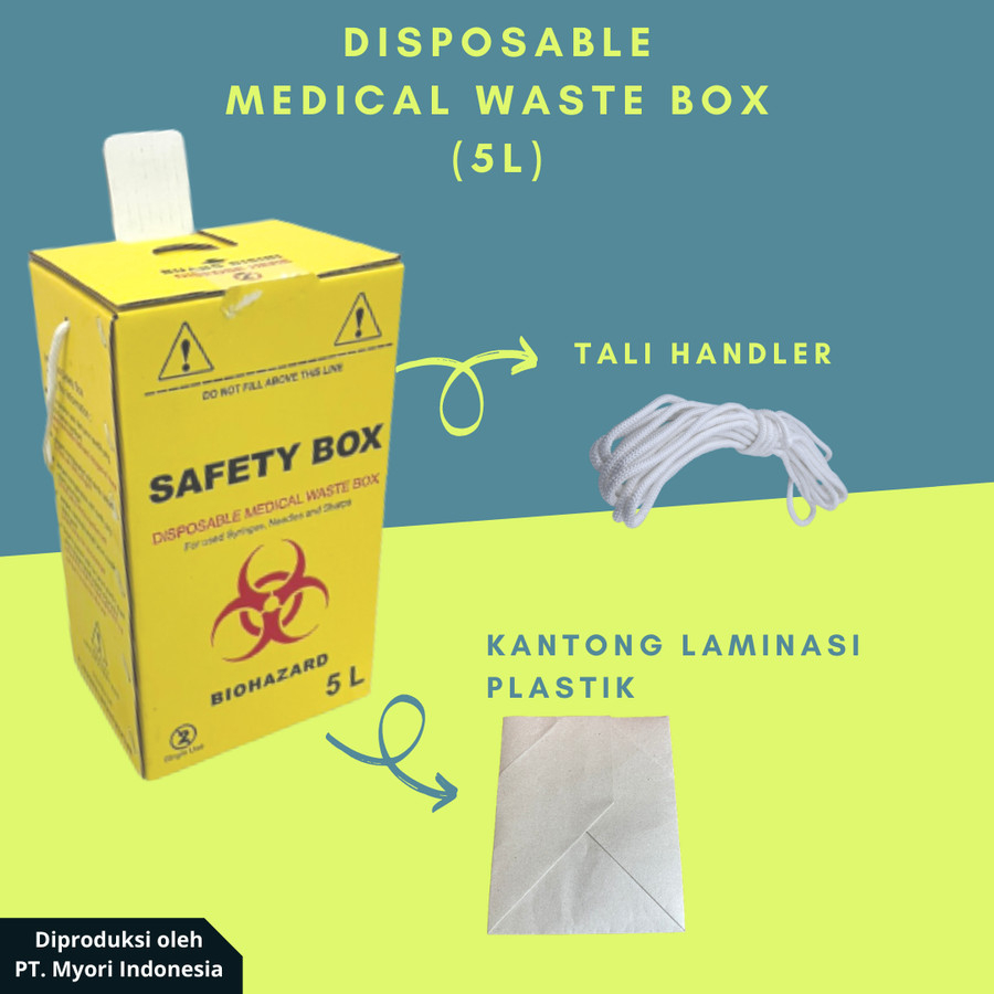 SAFETY BOX DISPOSAFE DUS LIMBAH MEDIS BOX BIOHAZARD RUMAH SAKIT 5 LITER BOX SAMPAH RUMAH SAKIT