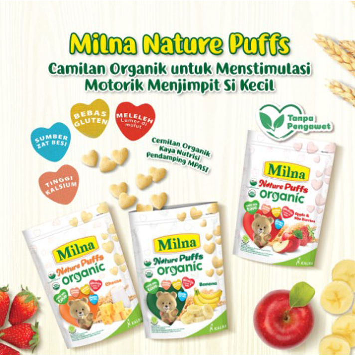 Milna Nature Puff Organic 15gr - Makanan Mpasi Snack Bayi