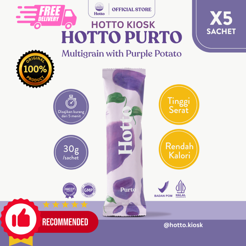 

Hotto Purto Multigrain 5 SACHET Superfood Sarapan Minuman Ubi Ungu membantu GERD asam lambung Kolesterol diabetes jantung