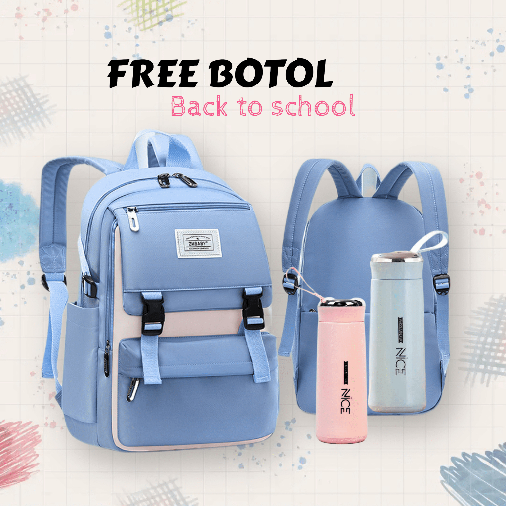 GTB15-Tas Ransel Sekolah Ungu untuk Anak Perempuan Tas Buku Sekolah Tinggi Tahan Air Tas Sekolah Ringan Ransel Siswa Tas Sekolah Remaja